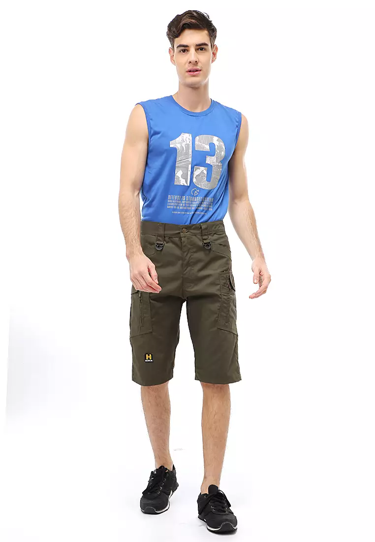 Rishham Short Pants Celana Pendek Kasual Pria Anti Gesek Material Cotton ORIGINAL - Green