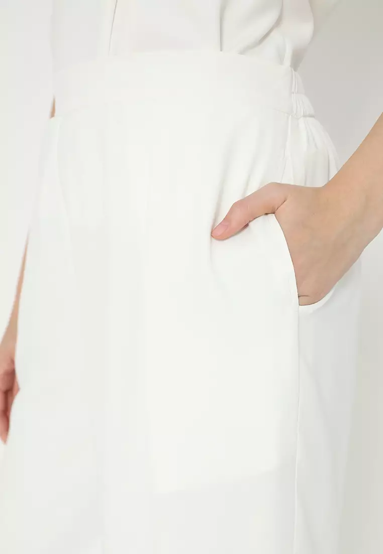 Plain Cullotes White Arlette By Brilliant Girl Warna White