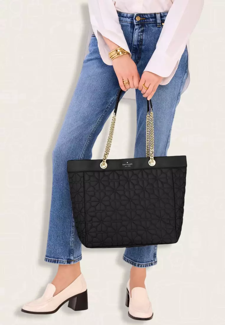 Kate Spade Spade Flower Quilted Fabric XL Tote Black