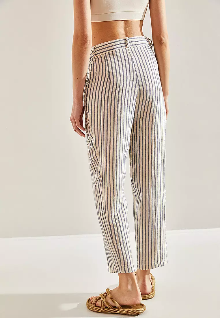 Striped Front Pop Up Trousers