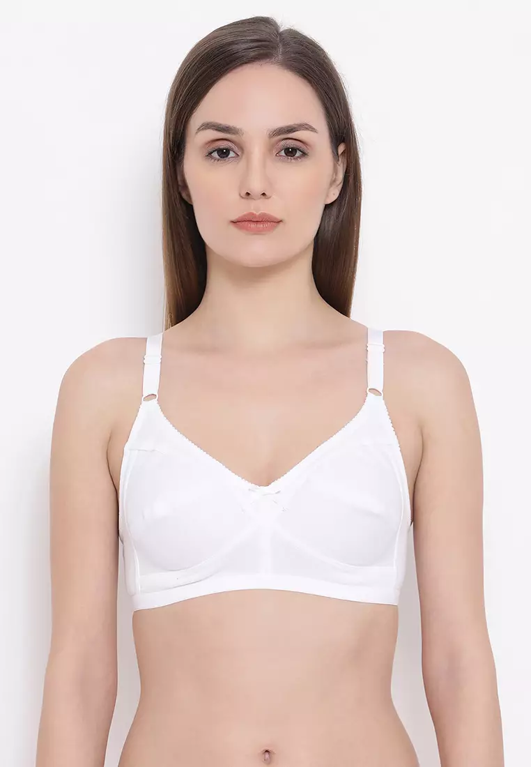 Buy Clovia Non-Padded Non-Wired Full Cup Bra in White - Lace