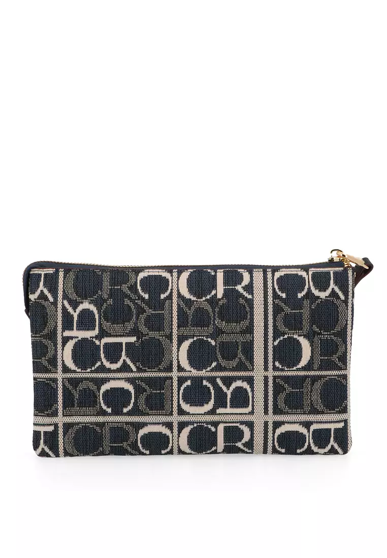 Dark Blue Carlo GEO Jacquard Wristlet