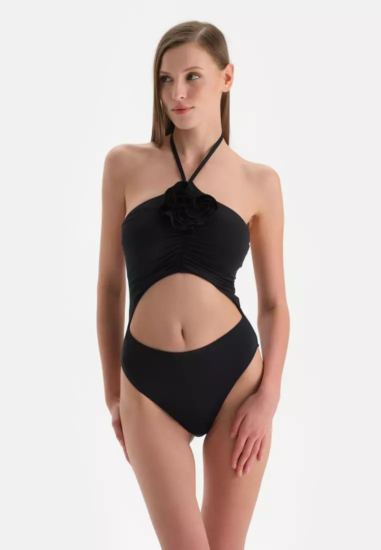 Black Monokini, Strapless, Removable Padding, Non-wired, Swimwear for Women