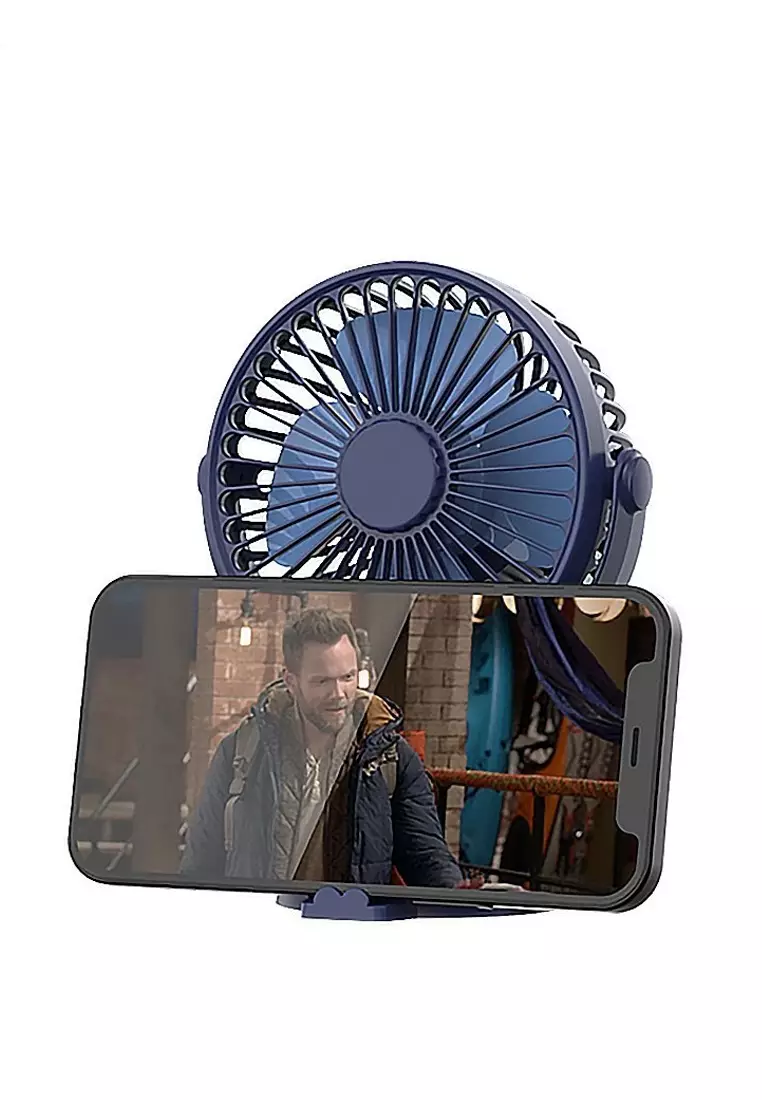 Xo Mf78 4-Inch Rechargeable Fan With Phone Holder Blue