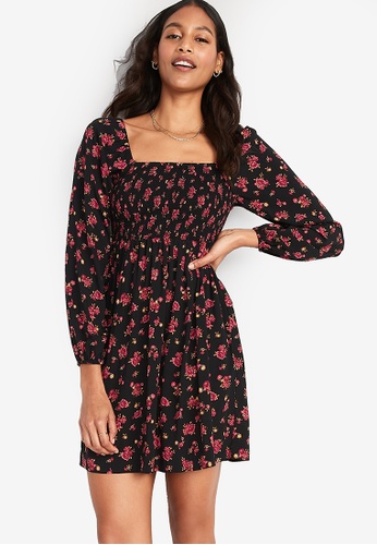Old Navy Fit u0026 Flare Puff-Sleeves Floral Smocked Mini Dress 2023 | Buy Old  Navy Online | ZALORA Hong Kong