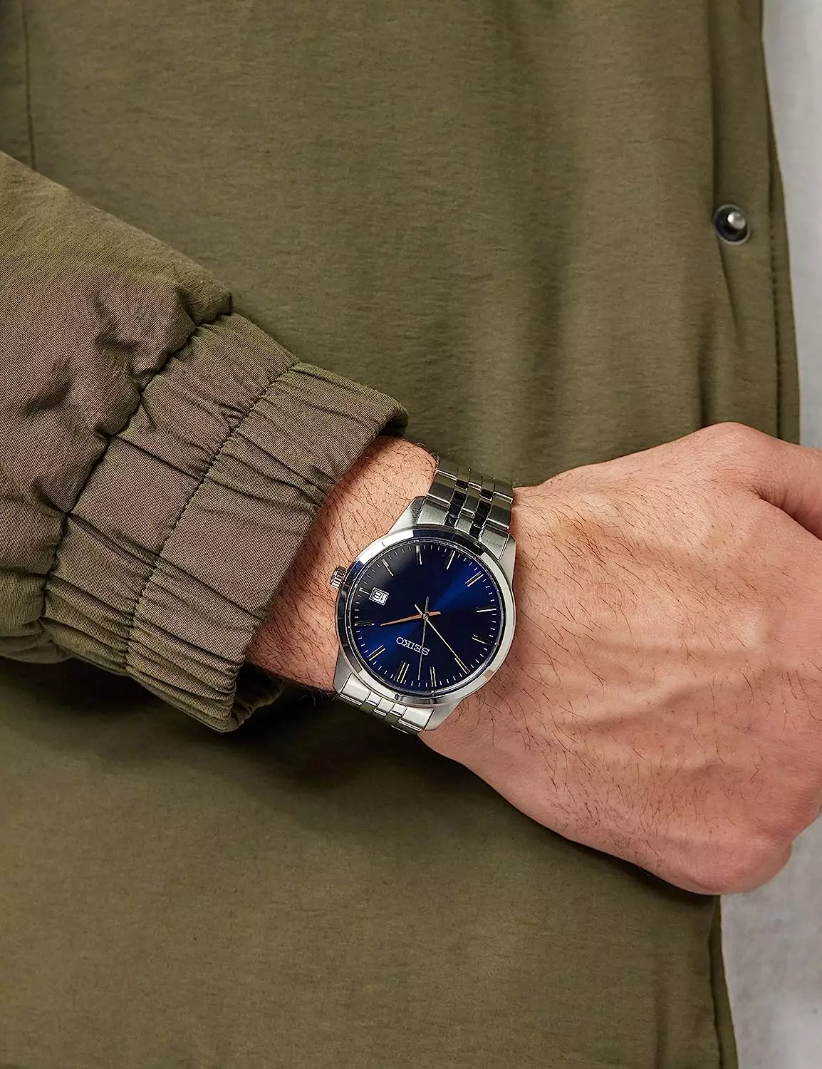 Seiko SUR399P1 - Jam Tangan Analog Pria - Silver Blue - Stainless Steel