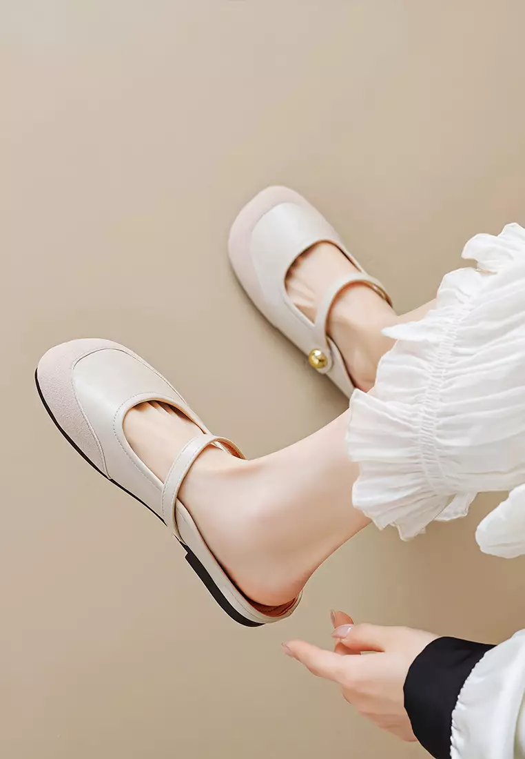 Vintage Buckle Strap Flat Mules WW993-3