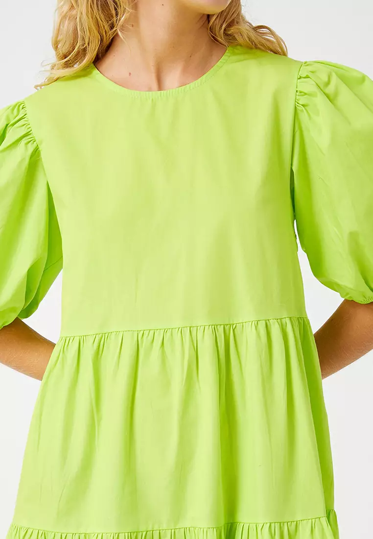 Crew Neck Balloon Sleeve Dress