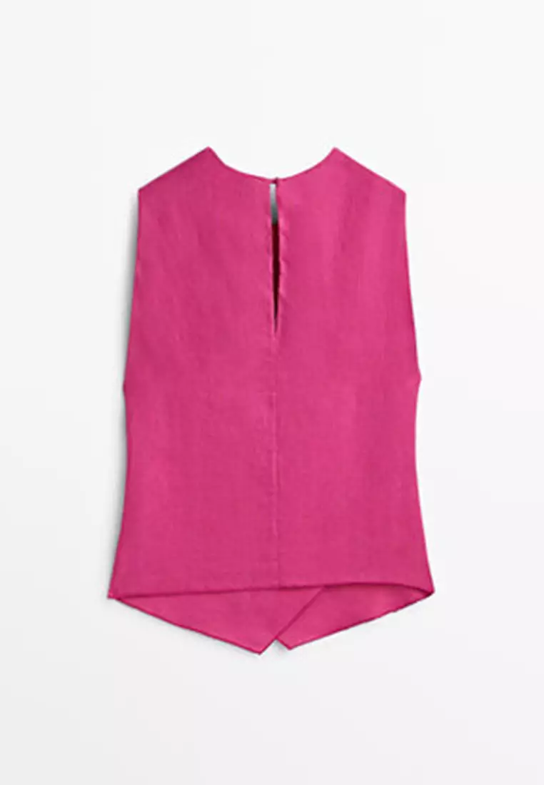 Massimo Dutti 100% Linen Crossover Top 2025 | Buy Massimo