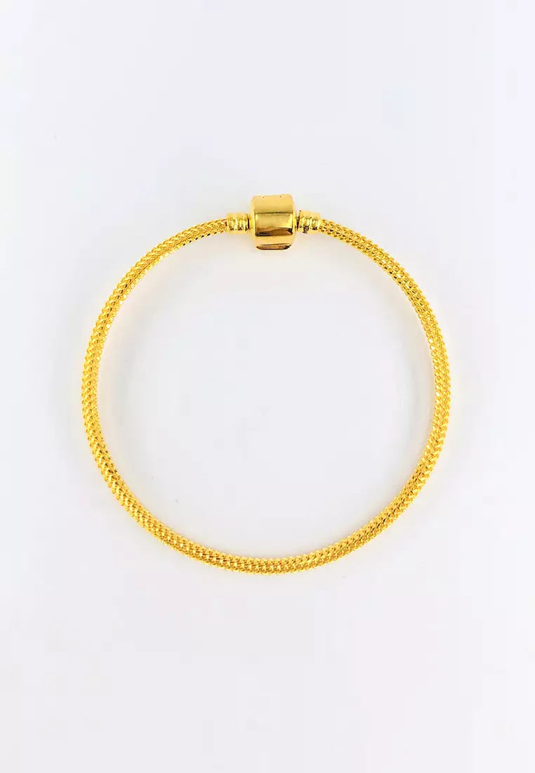 Arthesdam Jewellery 916 Gold Plain Lock Charm Bangle 5.5cm