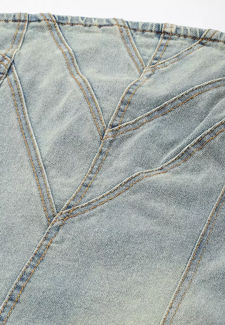 無肩帶牛仔迷你連身裙