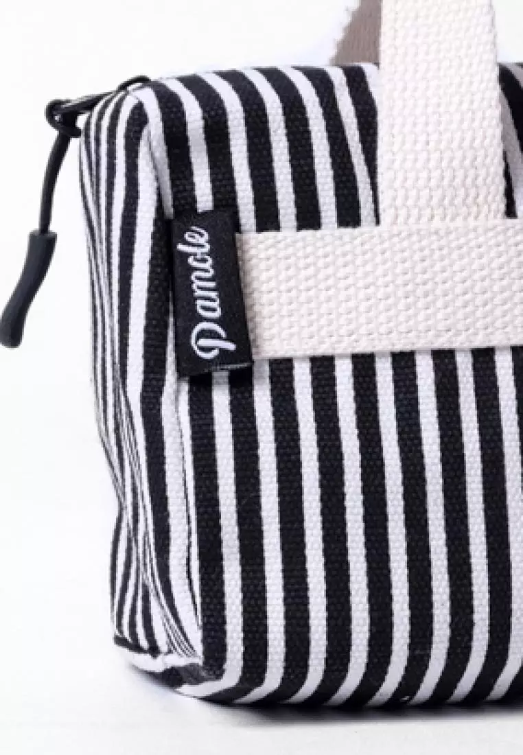 Pamole Pouch Kosmetik Bahan Kanvas Penutup Resleting - Line Kecil