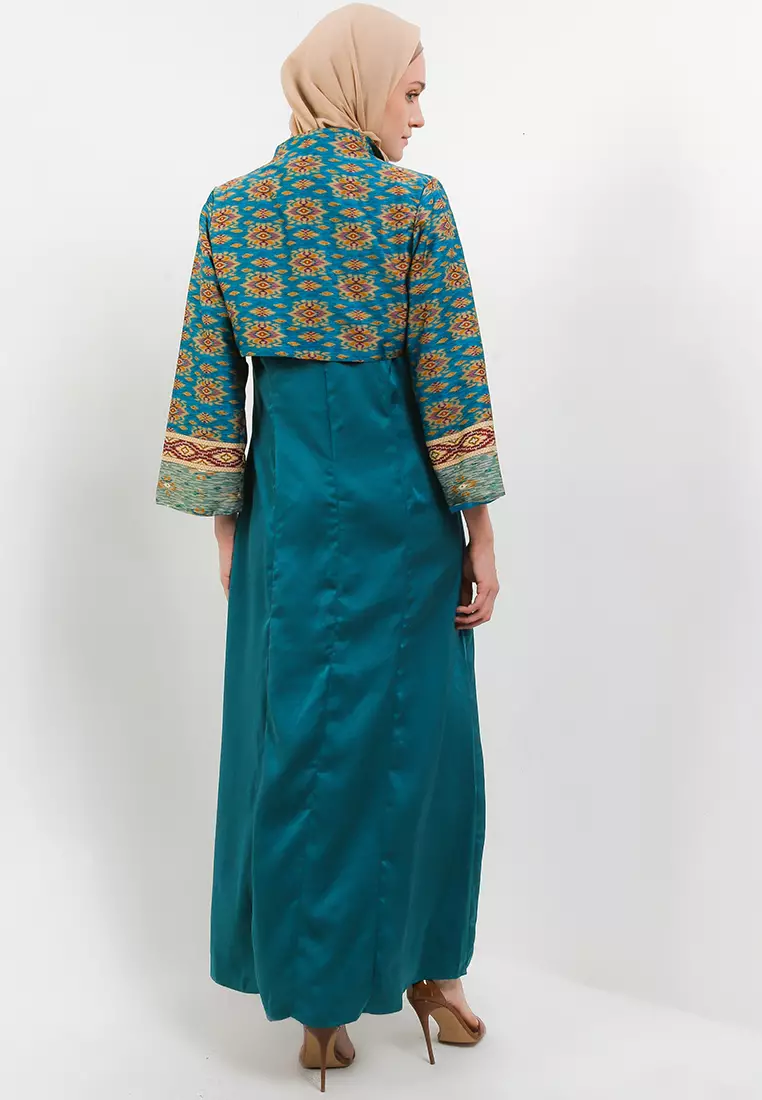 Siona Maxi Dress With Jacket In Green