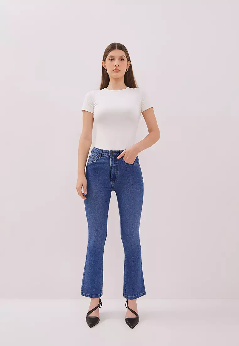 DUST Celana High Rise Bootcut Jeans Kalula Light Blue (D. 31317)