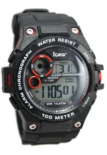 Jual iGear iGear Jam Tangan Pria Black rubber Strap i62 