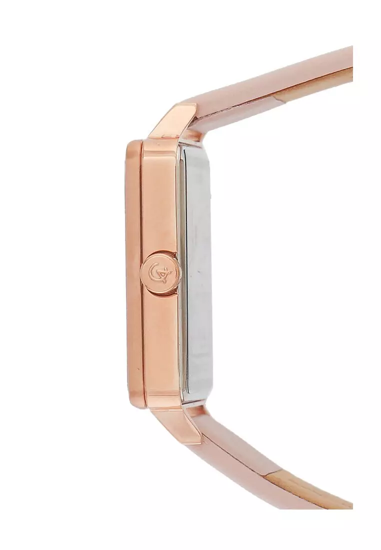 Alexandre Christie Jam Tangan Wanita - Pink Rosegold - Leather Strap - 2878 LDLRGPN