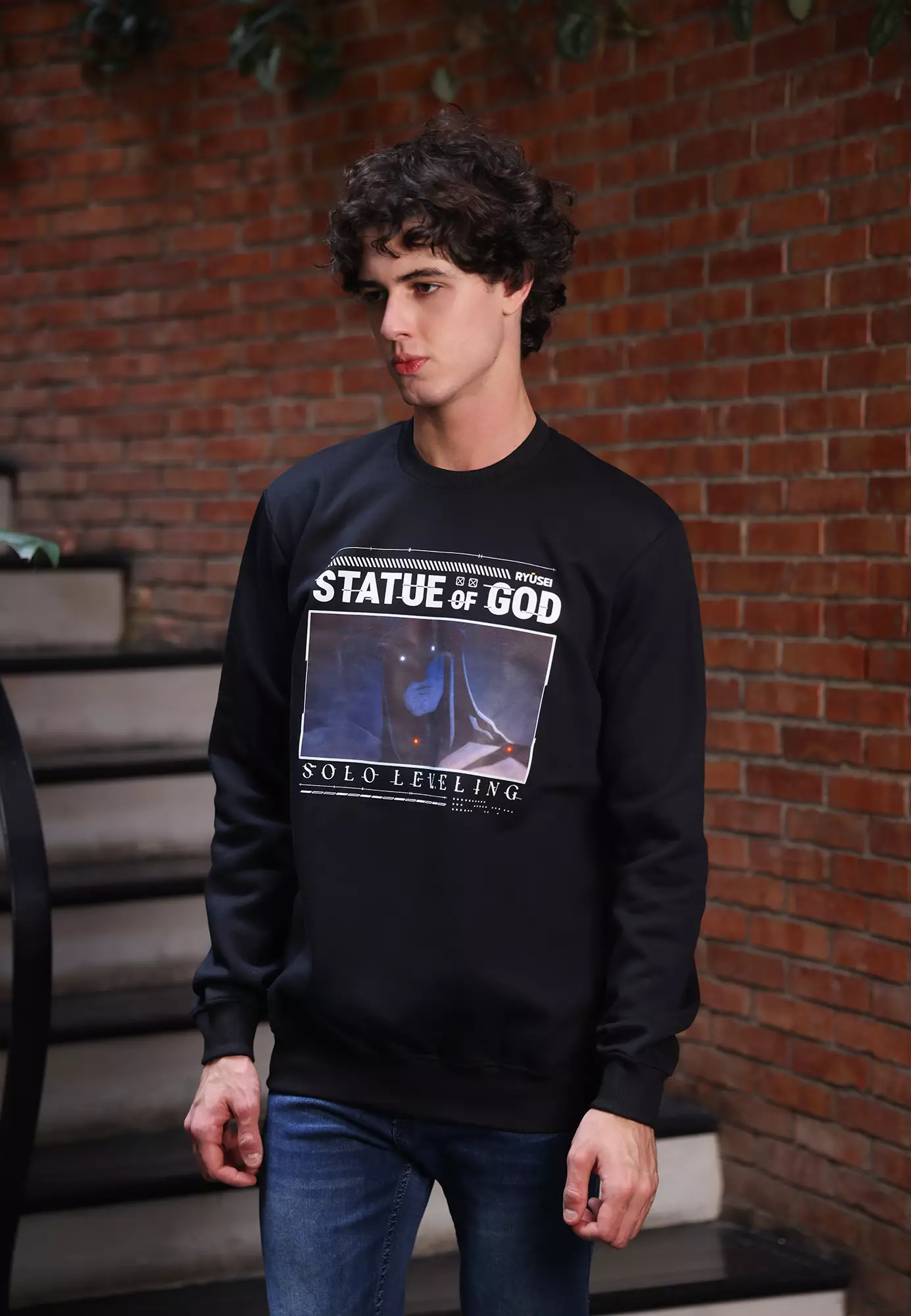 Ryusei x Solo Leveling | Sweater Statue of God Black