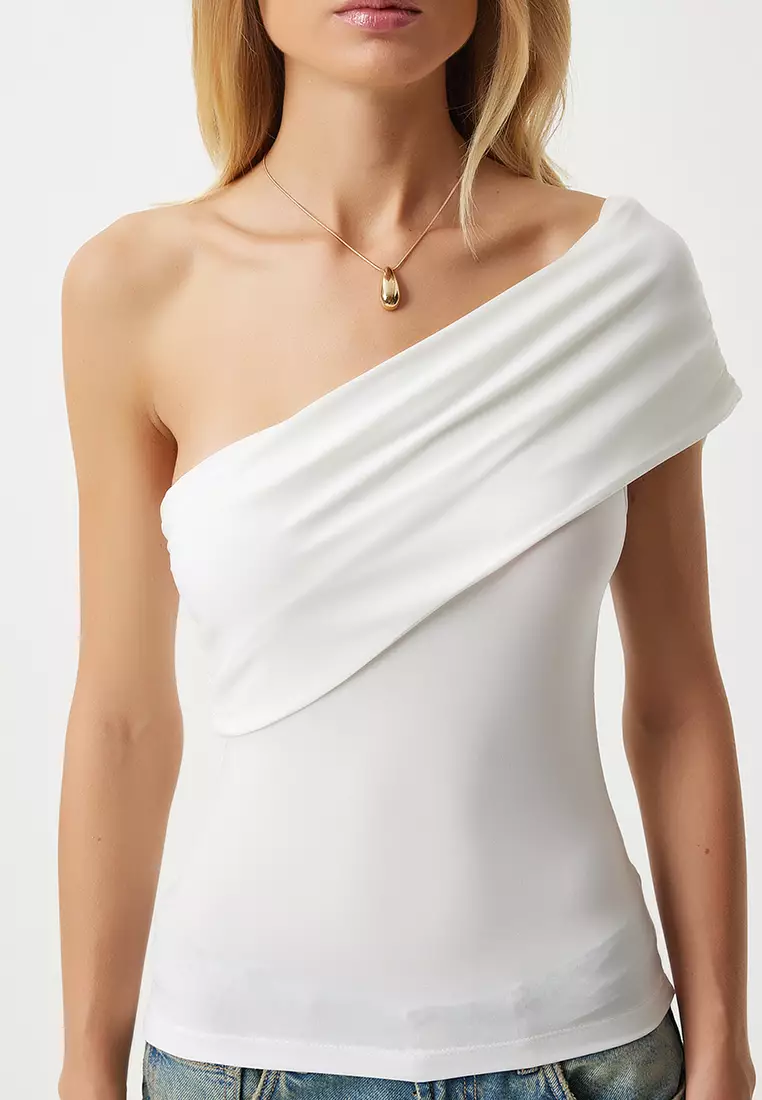 Asymmetrical Ruched Top