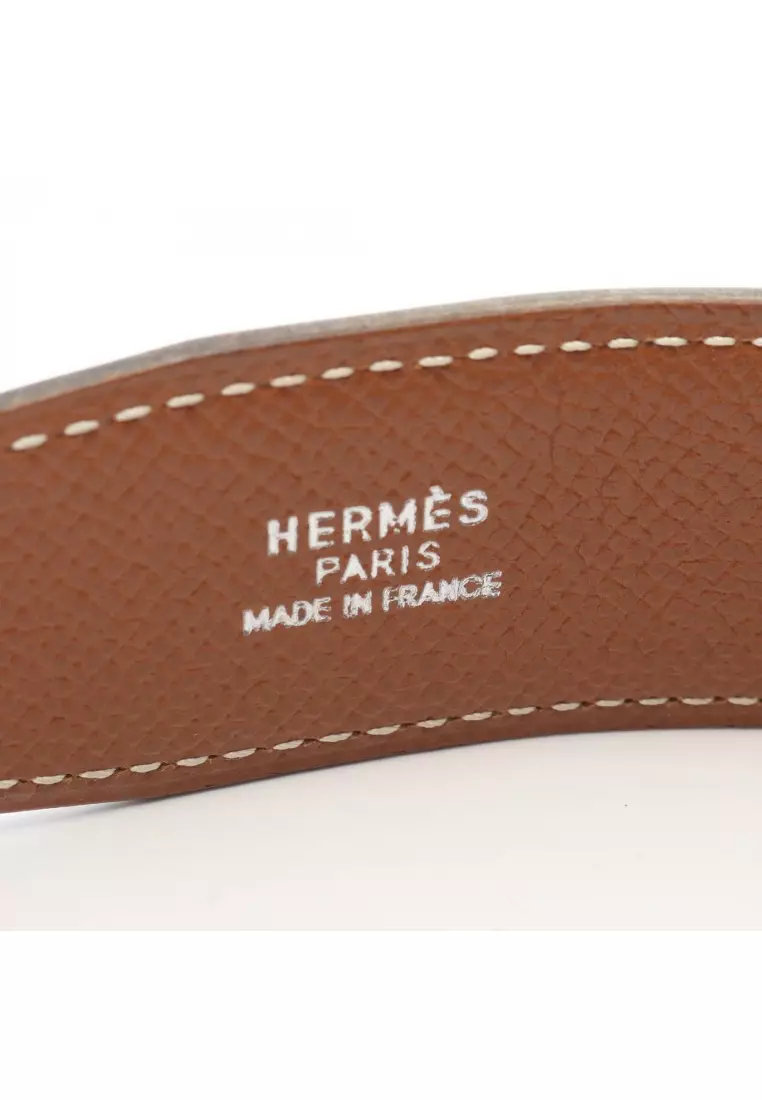 Pre-Loved Hermès Constance H-belt reversible belt Courchevel box calf black Brown silver hardware □ A stamp