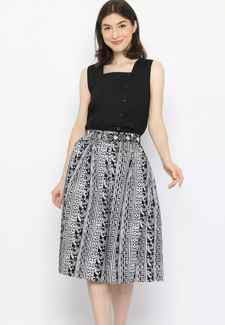 Rok Midi Batik Gita Black