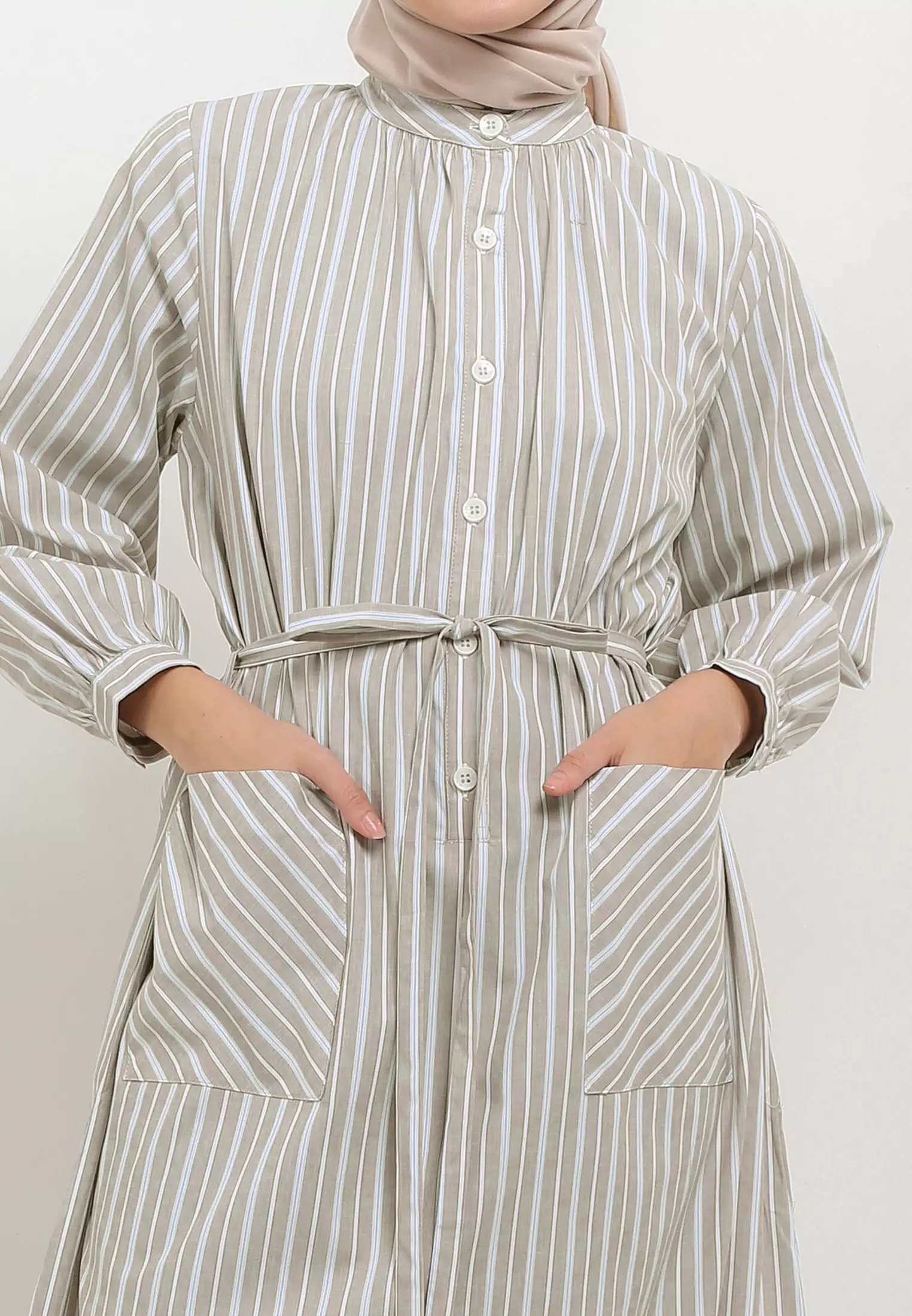 MFMW Shamilla Dress Gamis Olive Motif Salur