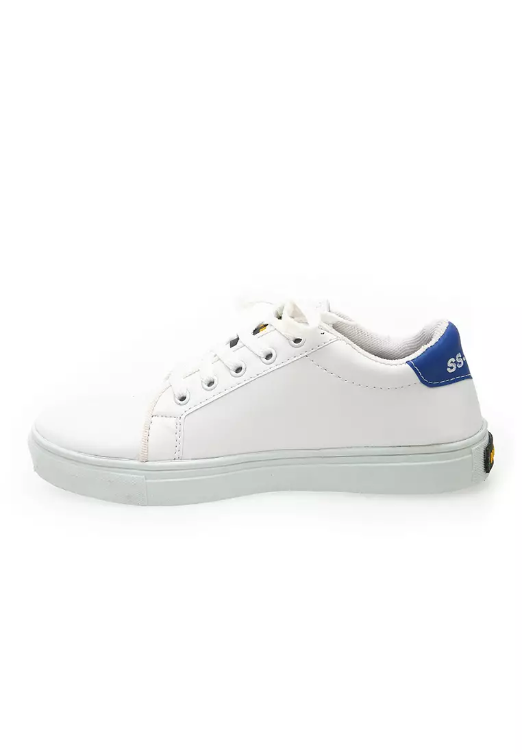 Ahya Sepatu Fashion Pria Wanita Casual Shoes Simple Material PU Leather ORIGINAL - White Blue