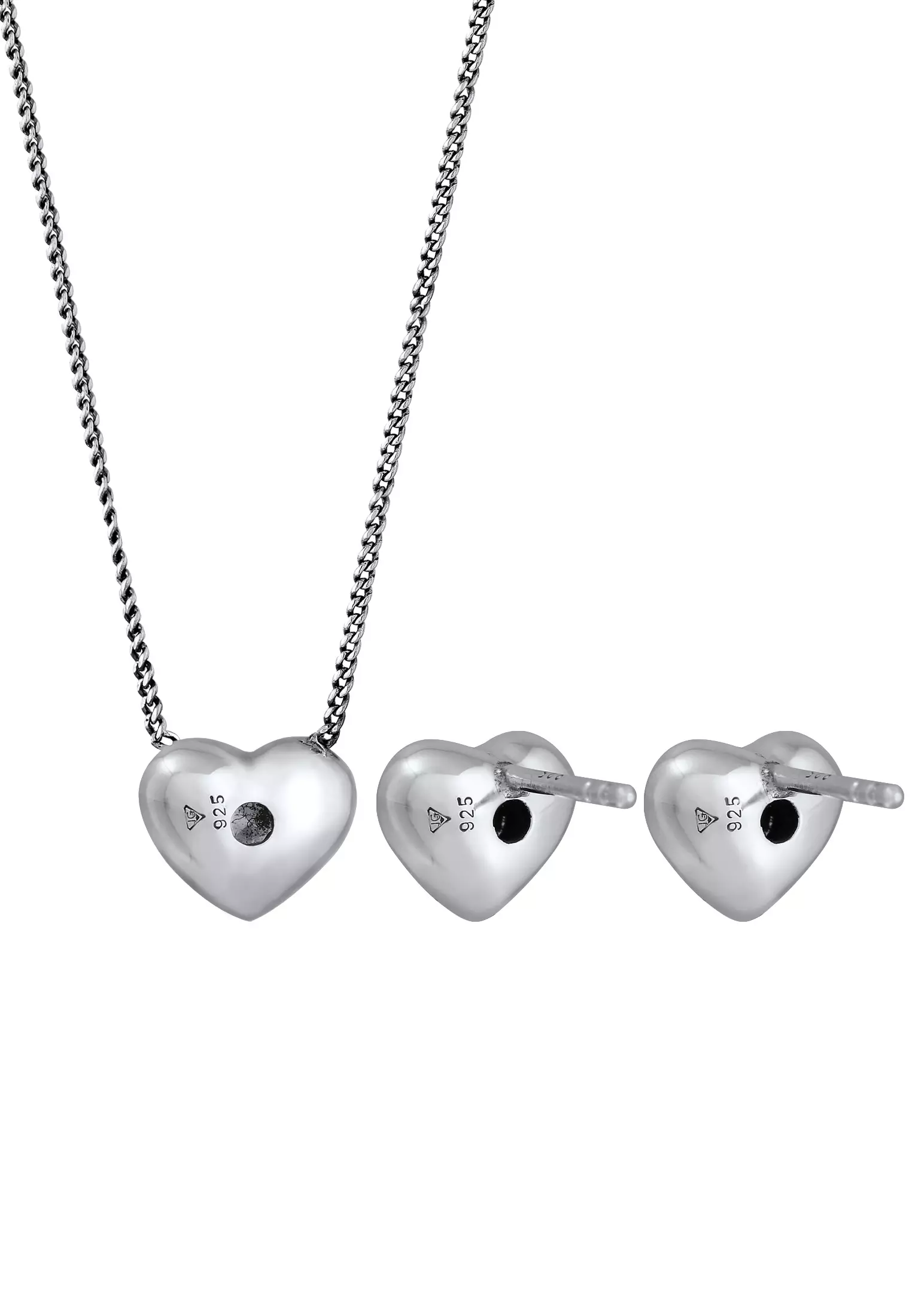 Jewelry Set Heart Pendant Stud Elegant Zirconia Crystals