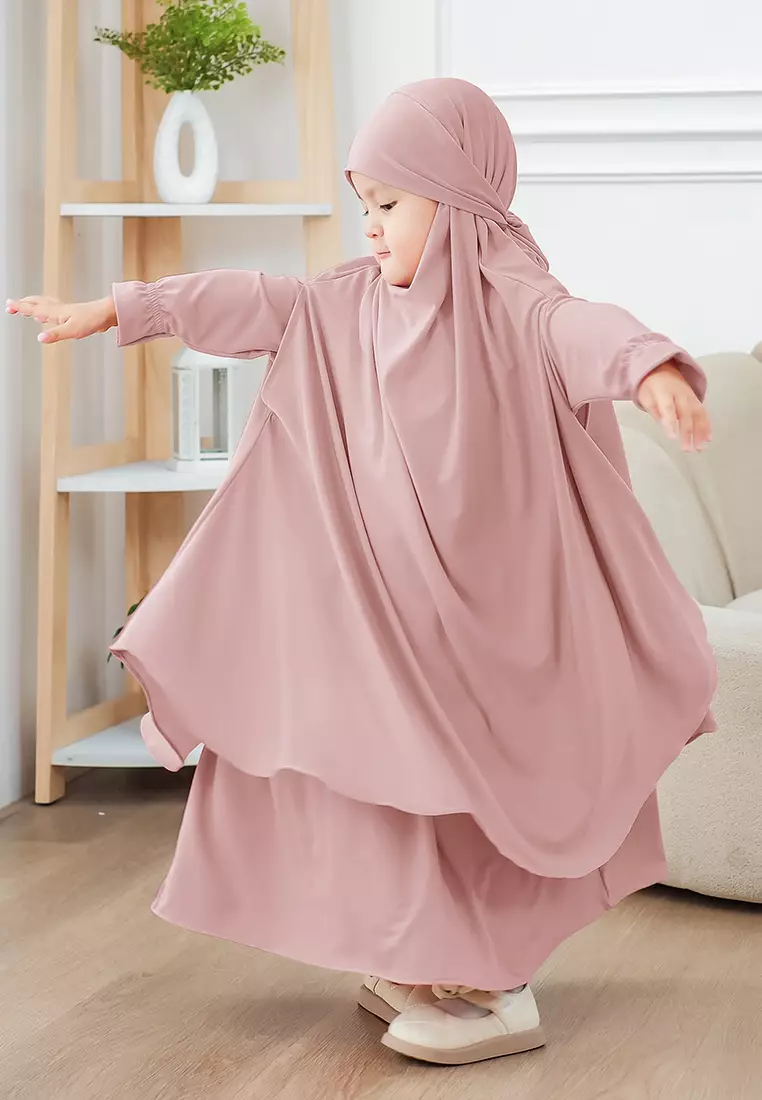 Alyafa Khimar One set Syari | Set Dress Gamis Syari Cadar - Anak - XL