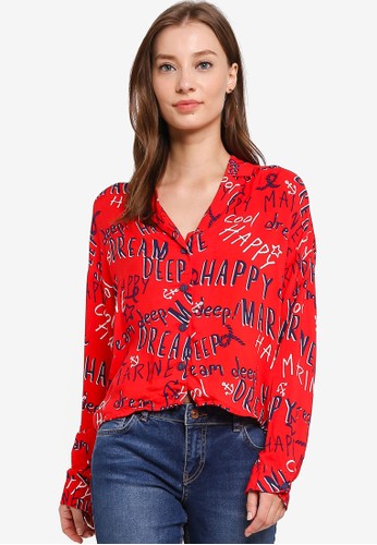 Jual Lc Waikiki Letter Printed Viscose Shirt Original Zalora Indonesia