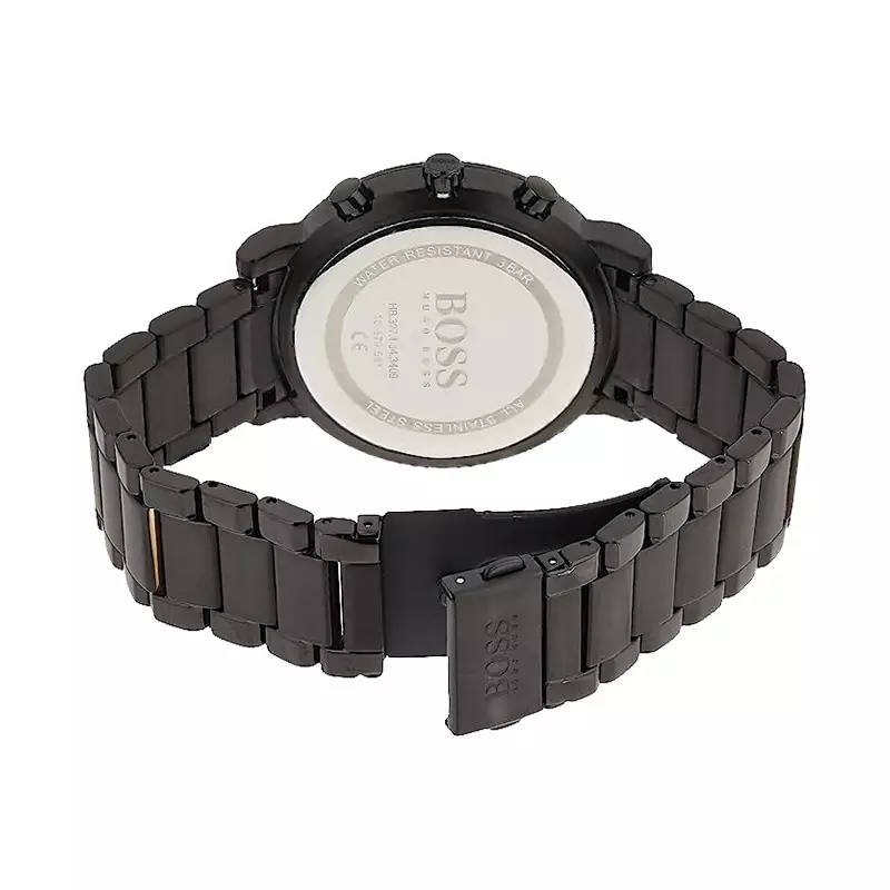 Jam Tangan Pria Hugo Boss Integrity 1513780 Men Chronograph Black Dial Black Stainless Steel Strap