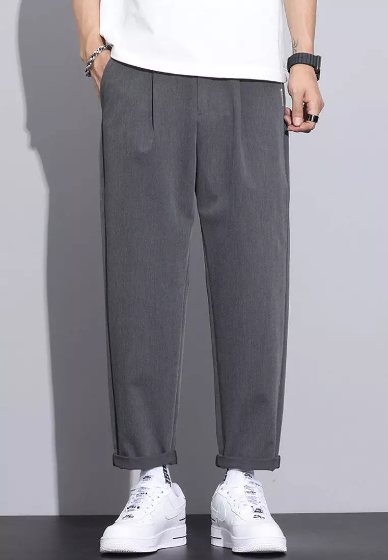 彈性腰圍修身西褲