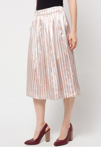 Stripe Midi Skirt - Brown