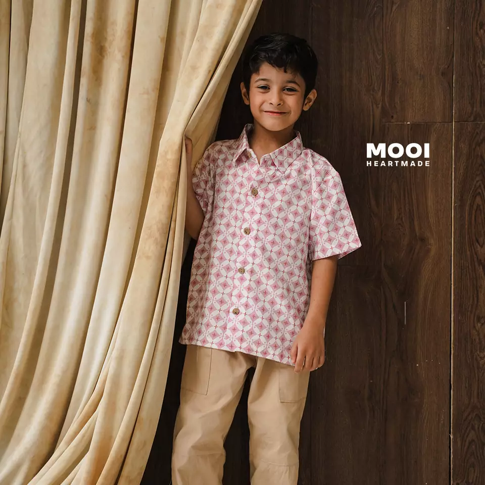 Mooi Atasan Batik Kemeja Anak Laki-Laki Mahesa Batik Shirt - Sky Blue