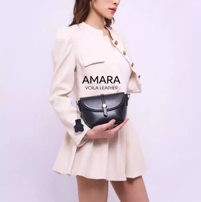 VOILA LEATHER Tas Selempang Wanita Kulit Asli Genuine Leather Sling Bag AMARA Black