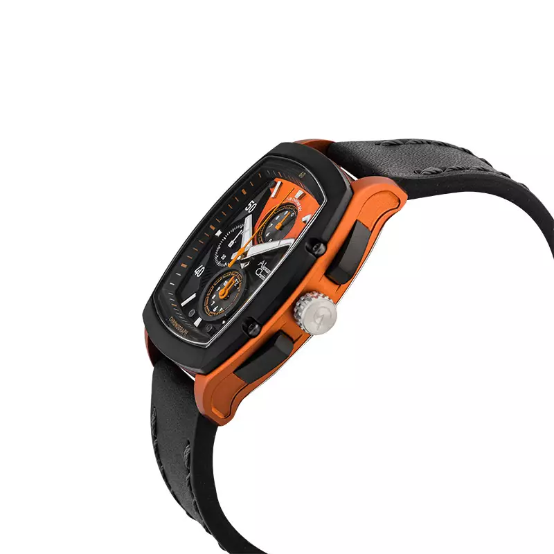 Jam Tangan Pria Alexandre Christie Chronograph AC 6610 MC LIPBAOR Men Dual Tone Dial Black Leather Strap