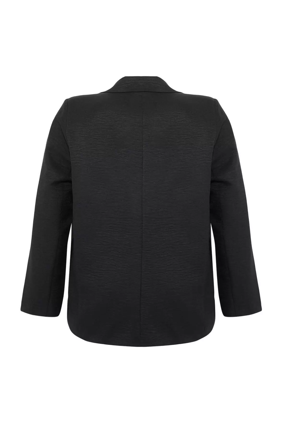 Black Linen Look Polka Dot Lined Woven Oversized Jacket Tbbss25Ag00010