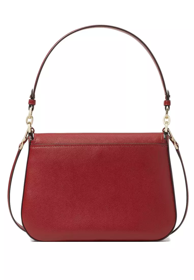 KATE SPADE STACI SAFFIANO LEATHER SMALL FLAP CROSSBODY (RED CURRANT)