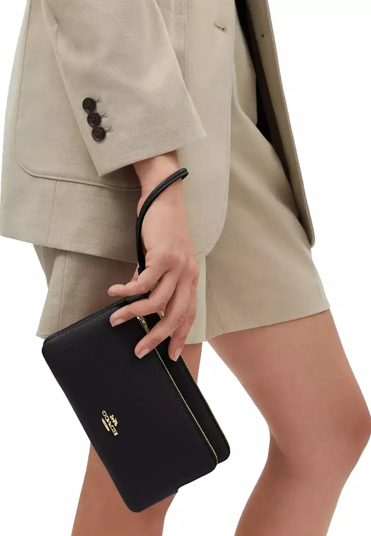 Double Zip Wallet in Black CU919