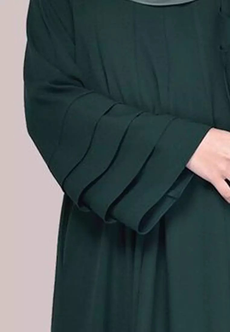Laura Abaya Long Dress in Emerald Green