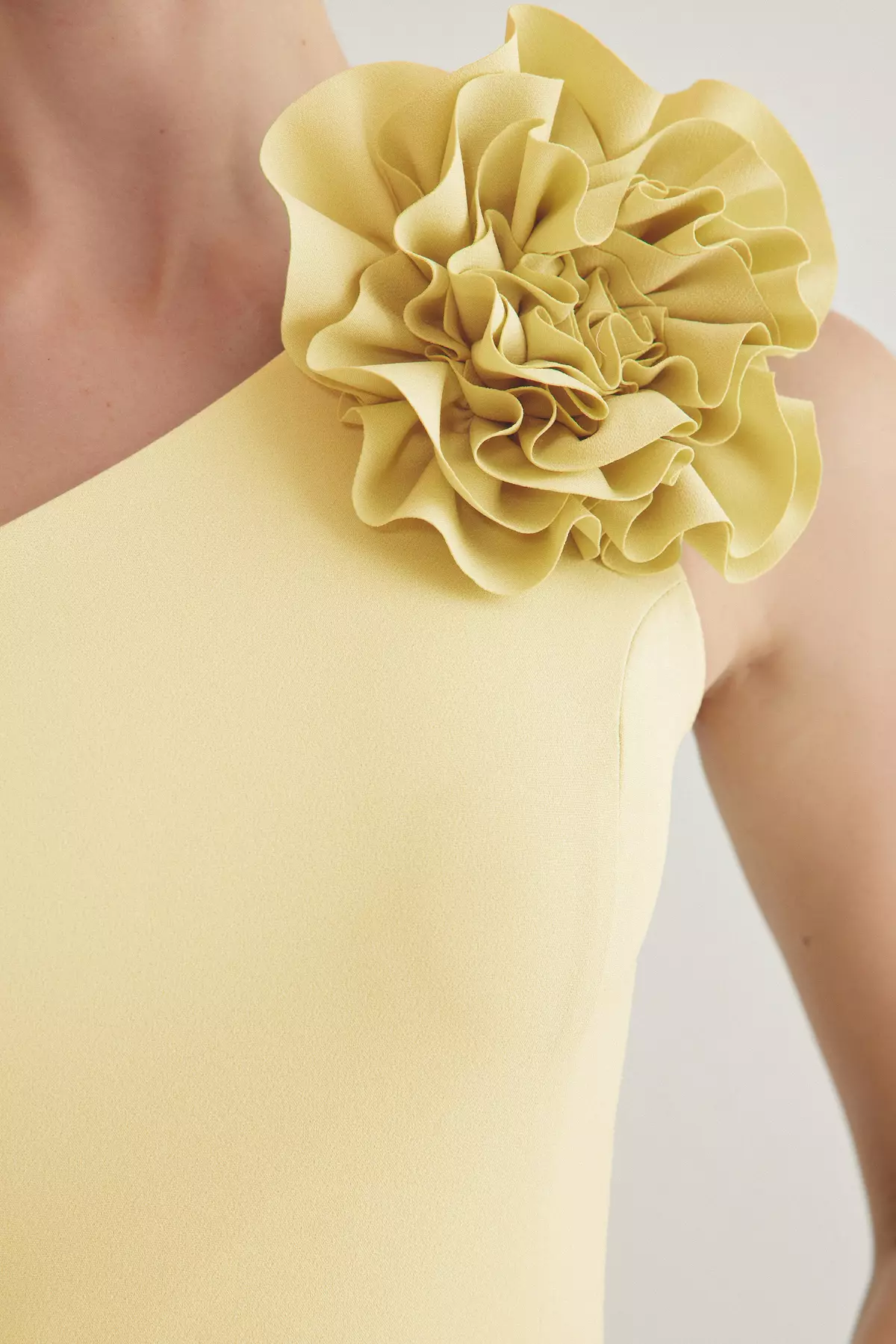 Yellow A-Line Detachable Accessory Detailed Woven Elegant Evening Prom Dress