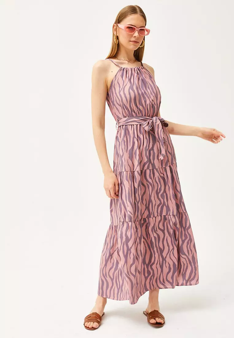 Halter Neck Belted Dress