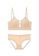 ZITIQUE beige Women's Latest Triangle Cup Invisible Beautiful Back Large U-shaped Wire-free Thin Padded Push Up Lingerie Set (Bra And Underwear) - Beige 0760DUS3183665GS_1