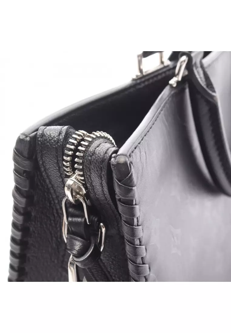 Pre-Loved Louis Vuitton Very zip Noir Handbag tote bag leather black 2WAY