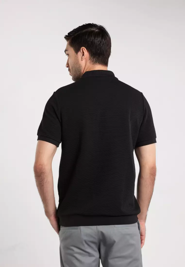 MOC - Kaos Polo Pria Lengan Pendek Caleb - Black