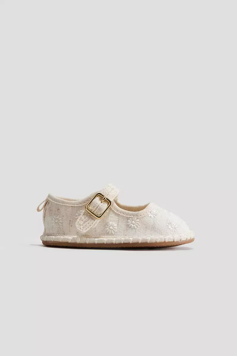 Linen-blend Mary Janes