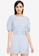 MISSGUIDED blue Puff Sleeves Tie Back Playsuit B3DA5AA4126700GS_1