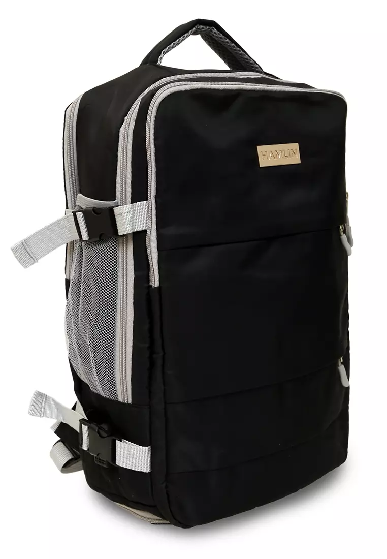 Afra Tas Ransel Wanita Motif Polos Casual Backpack Multifunction Large Compartment Material Nylon ORIGINAL - Black