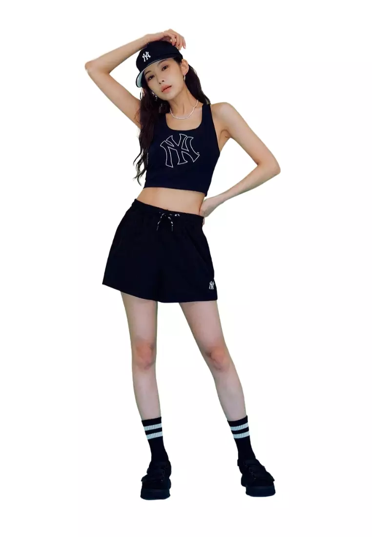 Women`s Basic Big Logo Crop Top NY Yankees - Black