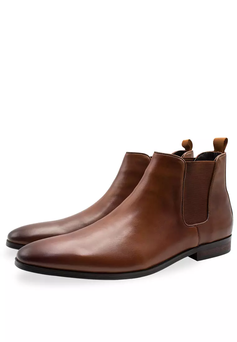 Chestnut top leather booties