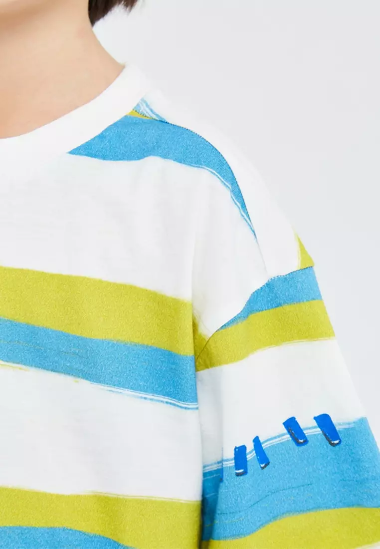 Multi Color Rugby Short Sleeve Cotton T-Shirt